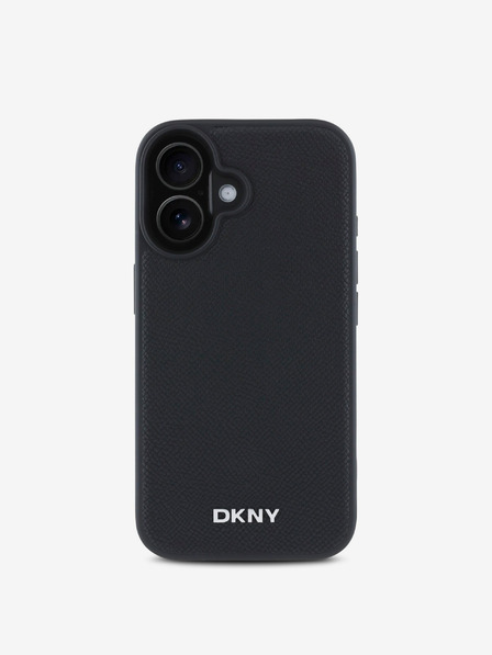 DKNY DKNY PU bőr ezüst fém logó Magsafe hátlap iPhone 16 Plus fekete színű hátlaphoz