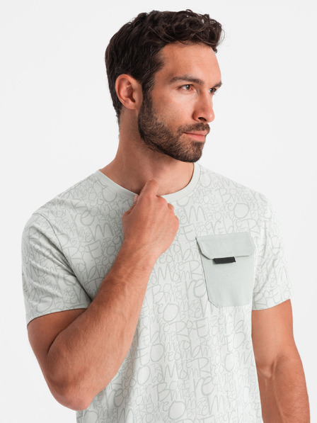 Ombre Clothing Világoszöld férfi zsebes póló Ombre Ruházat