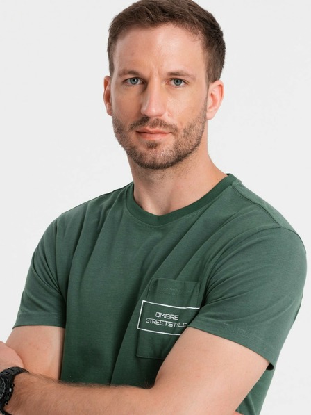 Ombre Clothing Férfi pamut póló Ombre zsebnyomtatással Ombre Streetstyle Ombre ruházat