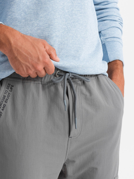 Ombre Clothing Férfi jogger nadrág zsebekkel és nyomtatással szürke Ombre ruházat