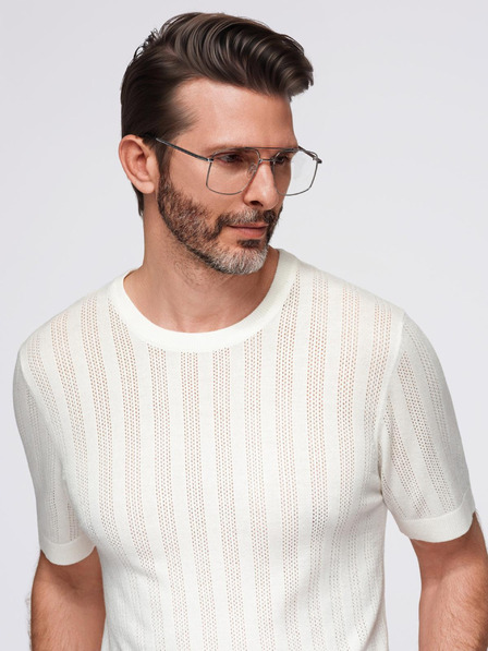 Ombre Clothing Férfi kereknyakú rövid ujjú pulóver - fehér