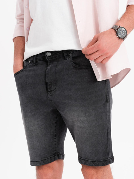 Ombre Clothing Férfi farmer rövidnadrág klasszikus szabással - fekete