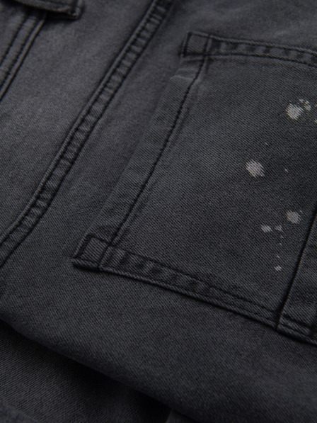 Ombre Clothing Férfi rövid farmer rövidnadrág szakadással és felhajtott szárral - szürke