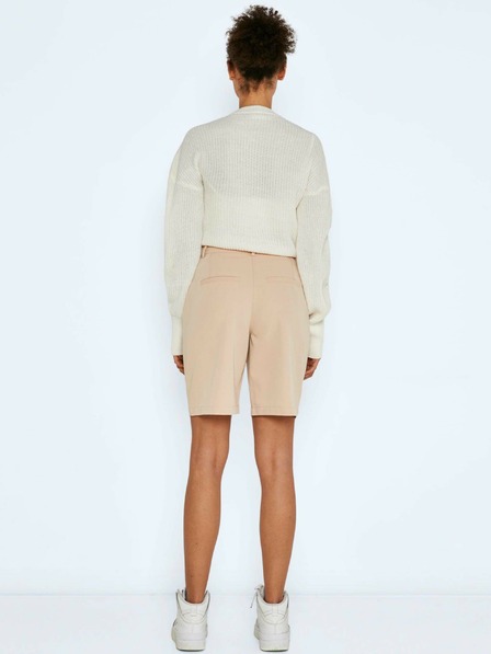 Noisy May Bézs színű, széles szárú rövidnadrág Noisy May Drew
