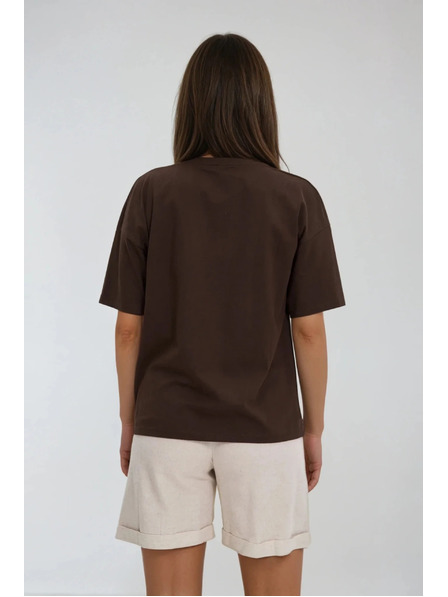 Moodo Barna nyomott mintás női póló