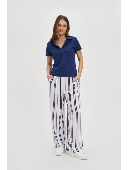 Moodo Kék női galléros póló