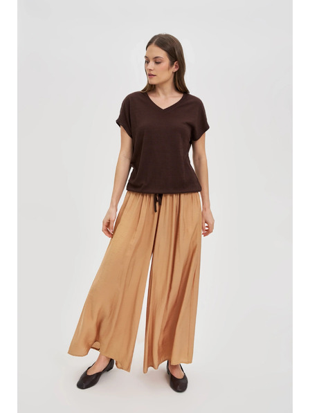 Moodo Barna női póló megkötővel