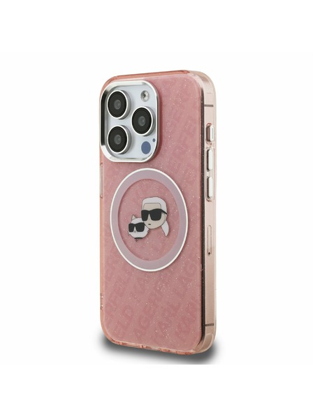Karl Lagerfeld Karl Lagerfeld IML K&CH Heads Ismétlődő Logo MagSafe Hátlap iPhone 15 Pro Pink