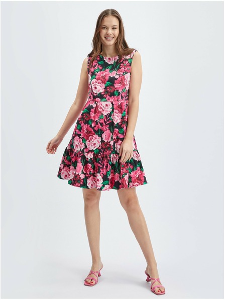 Orsay ORSAY fekete-rózsaszín virágmintás női ruha