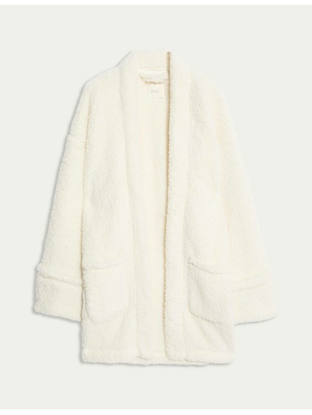 Marks & Spencer Mackós műszőrme átvetős kardigán Marks & Spencer törtfehér