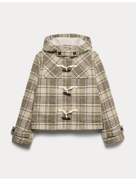 Marks & Spencer Marks & Spencer bézs kockás gyapjú kabát kapucnival