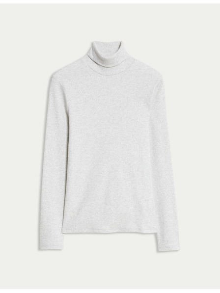 Marks & Spencer Bordázott felső magas nyakkal és magas pamuttartalommal, Marks & Spencer törtfehér