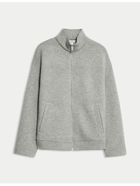 Marks & Spencer Neoprén cipzáras pulóver, állógallérral Marks & Spencer szürke
