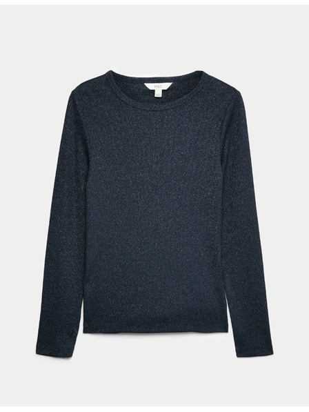 Marks & Spencer Csillogó bordázott felső magas pamuttartalommal Marks & Spencer sötétkék