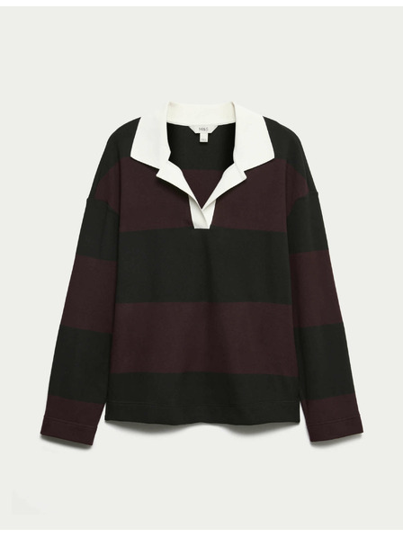 Marks & Spencer Csíkos kényelmes rögbi felső Marks & Spencer fekete