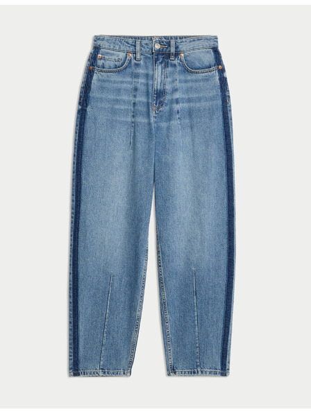 Marks & Spencer Marks & Spencer egyenes szárú farmer közepes derékkal és díszítő részlettel, sötétkék