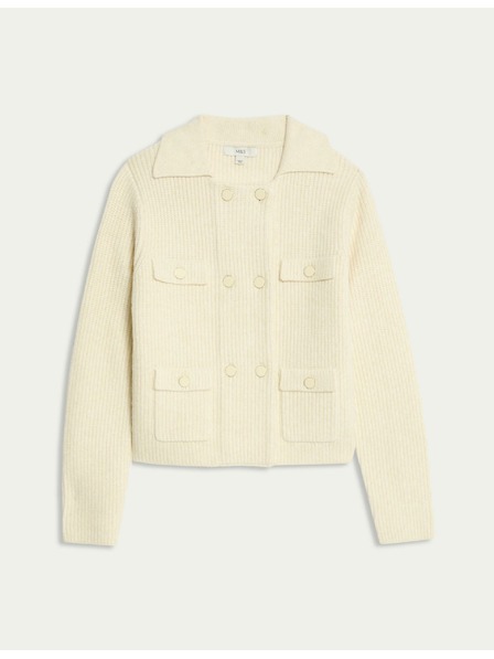 Marks & Spencer Marks & Spencer kötött dzseki gyűrött szálakkal és díszzsebekkel tejszínes