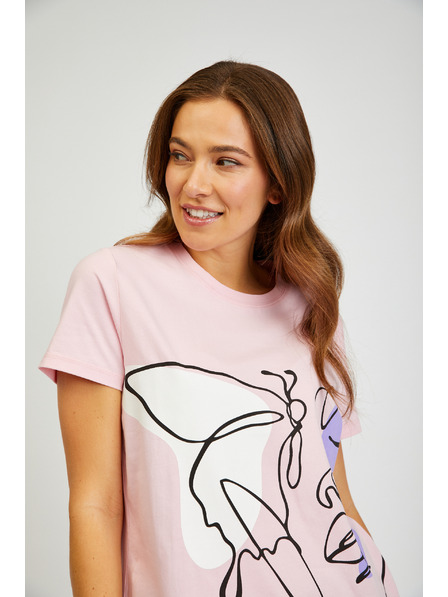 Sam 73 Rózsaszín női nyomtatott póló SAM73 Musca