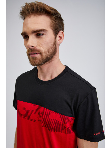 Sam 73 Fekete-piros férfi póló SAM73 Cetus