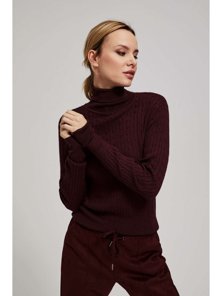 Moodo Moodo gesztenyebarna vékony nyakú pulóver