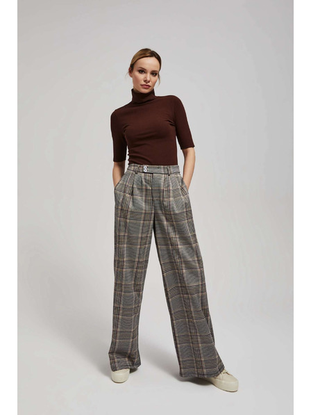 Moodo Bordázott garbós blúz barna Moodo