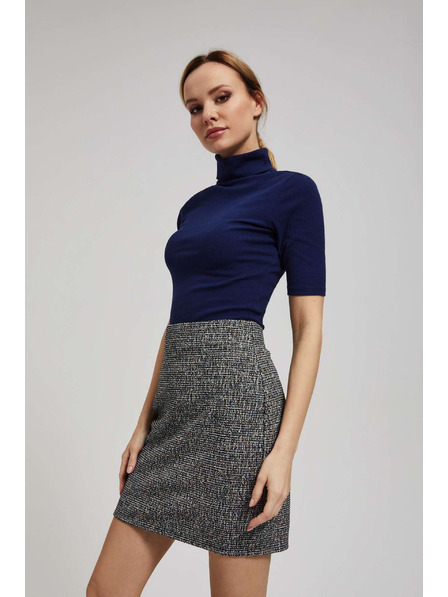 Moodo Bordázott garbós blúz sötétkék Moodo