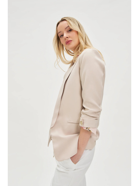 Moodo Bézs zakó 3/4-es ujján redőkkel Moodo