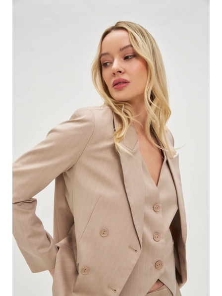 Moodo Kétsoros csíkos zakó bézs Moodo