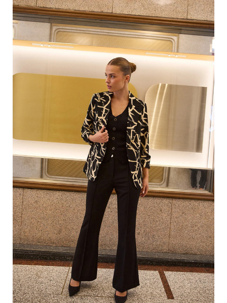 Moodo Zakó ráncolt 3/4-es ujjal fekete Moodo