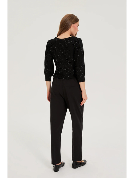 Moodo Fekete strukturált egyenes szárú nadrág Moodo