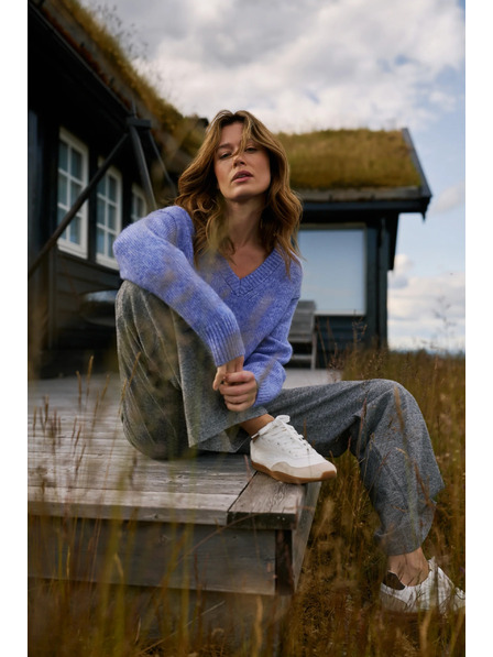 Moodo Szürke pamut széles szárú nadrág Moodo