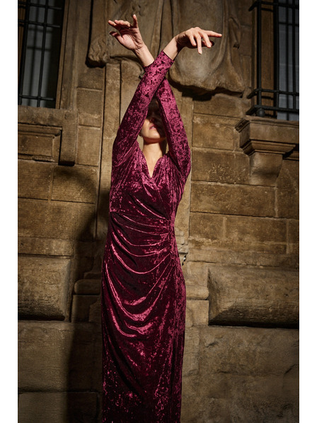 Moodo Bordó bársony midi ruha Moodo