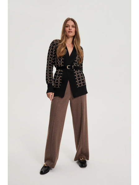 Moodo Fekete kardigán geometriai mintával Moodo