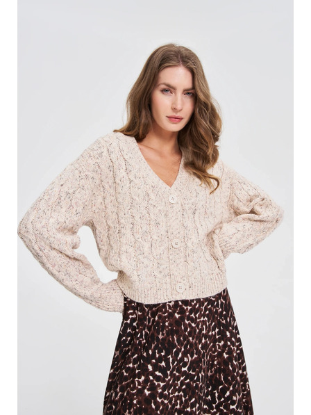 Moodo Bézs díszített kötött kardigán Moodo