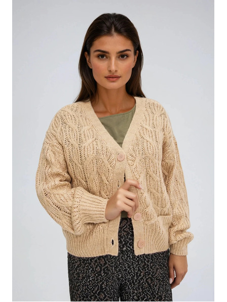 Moodo Bézs V-nyakú kardigán Moodo