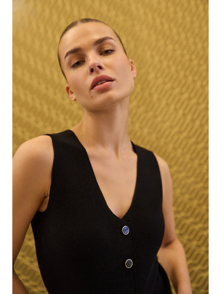 Moodo Kötött fekete mellény Moodo