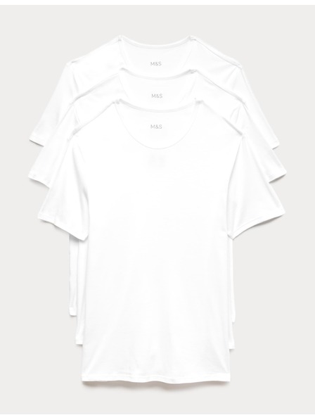 Marks & Spencer Három darab fehér Marks & Spencer férfi pólóból álló készlet