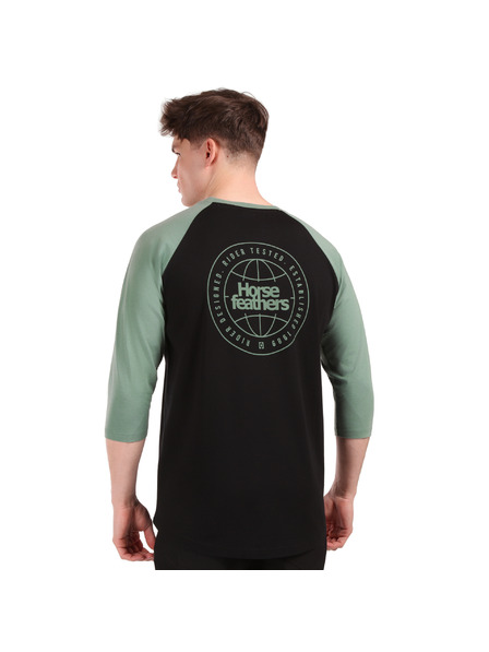 Horsefeathers Global Raglan póló - black/iceberg green