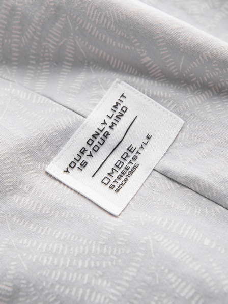 Ombre Clothing Világosszürke férfi mintás póló Ombre Ruházat