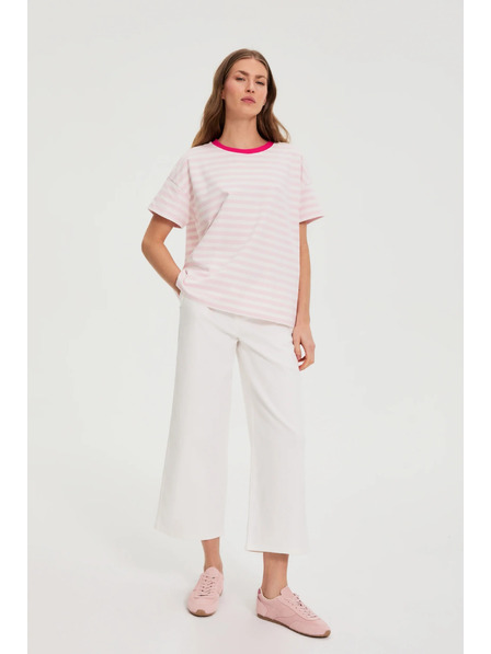 Moodo Oversize csíkos pulóver rózsaszín Moodo