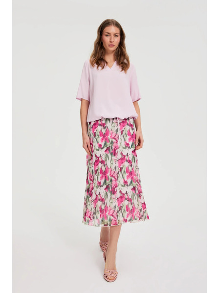 Moodo Mintás midi szoknya bézs Moodo