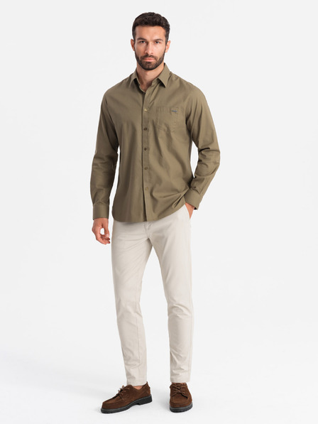 Ombre Clothing Férfi chino nadrág REGULAR FIT bézs Ombre Ruházat