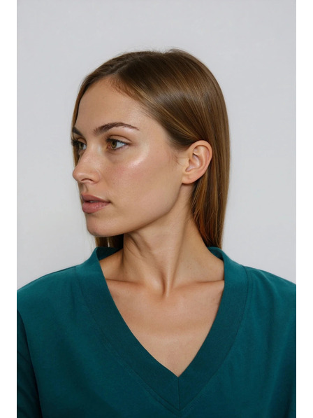 Moodo Pamut póló "V" nyakkivágással zöld Moodo