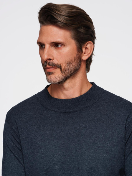 Ombre Clothing Férfi kötött fél garbó viszkózzal - sötétkék V4 OM-SWTN-0125 Ombre ruházat
