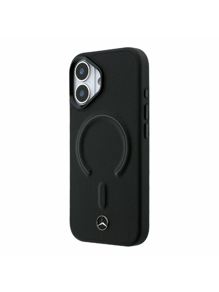 Mercedes Mercedes PU Leather 3D MagSafe Hátsó Tok iPhone 17-hez Fekete