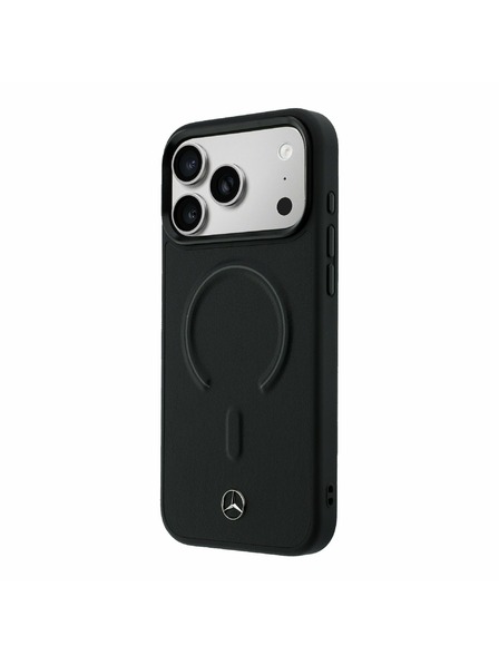 Mercedes Mercedes PU Leather 3D MagSafe Hátsó Tok iPhone 17 Pro Max-hoz Fekete