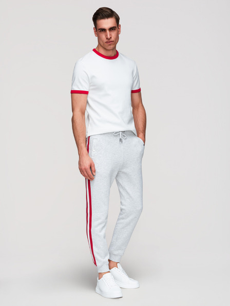 Ombre Clothing Férfi nadrág szegéllyel és bordázott szárral - szürke melír V1 P1519 Ombre Clothing