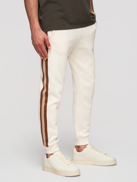 Ombre Clothing Férfi nadrág szegéllyel és bordázott szárral - krémszínű V3 P1519 Ombre Clothing