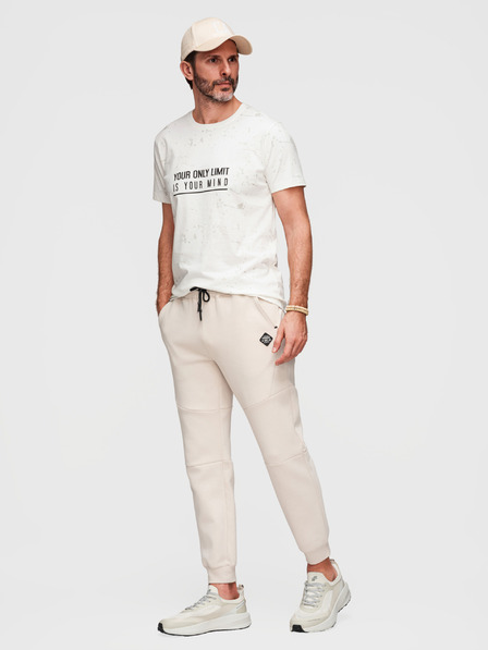 Ombre Clothing Férfi nadrág bordázott mandzsettával és díszítő zipperrel - homoki V6 P1520 Ombre Clothing