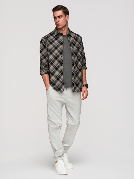 Ombre Clothing Férfi kötött jogger nadrág szárvarrással - világosszürke V3 P1521 Ombre Clothing